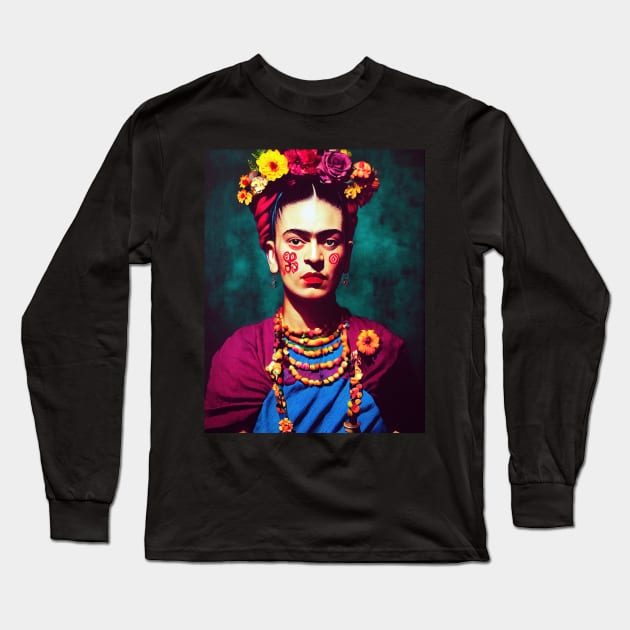 Frida Kahlo Hallowee T-Shirt Long Sleeve T-Shirt by ComicsFactory